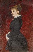 Axel Jungstedt Portrait  Lady in Black Dress oil painting picture wholesale